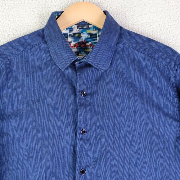 Robert Graham Shirt Mens Large Blue Striped Button Up Classic Colorful - Picture 2 of 10